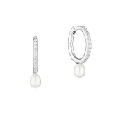 Cercei rotunzi argint cu perle naturale albe si cristale DiAmanti SK23215EL _W-G